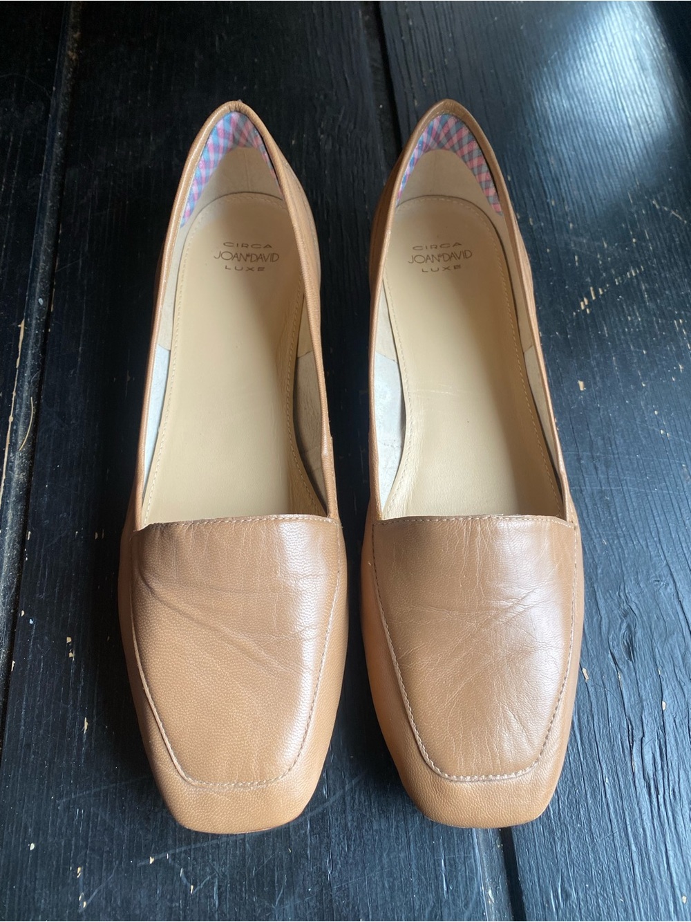 Joan & David Camel/Tan Leather Square-Toe Loafers